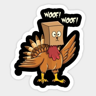 Funny Thanksgiving Turkey Fake Dog Woof Sticker